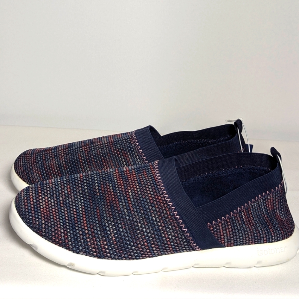 NEW isotoner Womens Lightweight and Breathable Elastic Knit Slip-on Shoe Slipper